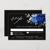 青王室の白シルバーメタリックフローラ結婚のRS 出欠カード (正面/裏面)