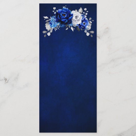 青王室の白シルバーメタリックフローラ結婚ズ メニュー (裏面)