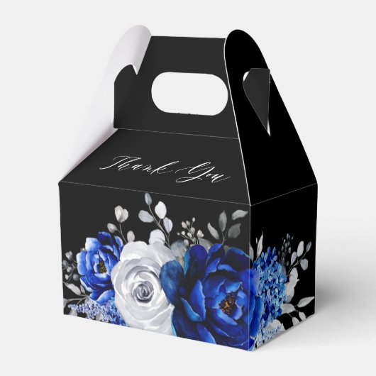 青王室の白シルバーメタリックブライダルシャワーFav フェイバーボックス (正面サイド)