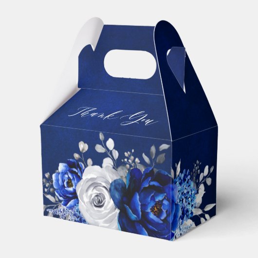 青王室の白シルバーメタリックブライダルシャワーFav フェイバーボックス (正面サイド)