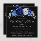 青王室の白シルバーメタリックブライダルシャワーInv 招待状 (正面/裏面)