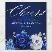 青王室の白シルバーメタリック結婚フローラのWi ワインラベル (シングルラベル)