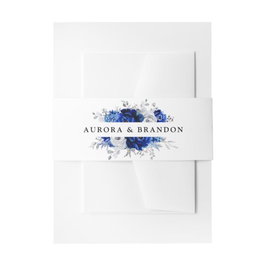 青王室の白シルバーメタリック結婚フローラ 招待状ベリーバンド (正面例)