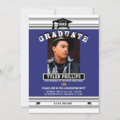 青王室の白シルバー卒業写真パーティー 招待状 (正面)