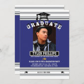 青王室の白シルバー卒業写真パーティー 招待状 (正面/裏面)