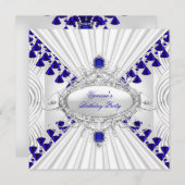 青王室の白ダイヤモンド画像ビーズパーティー 招待状 (正面/裏面)