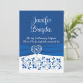 青王室の白ハートの愛結婚式招待状 招待状 (スタンド正面)