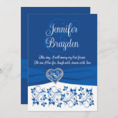 青王室の白ハートの愛結婚式招待状 招待状 (正面/裏面)