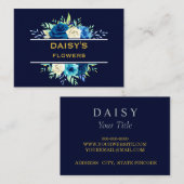 青王室の白バラ花フローラ 名刺 (正面/裏面)