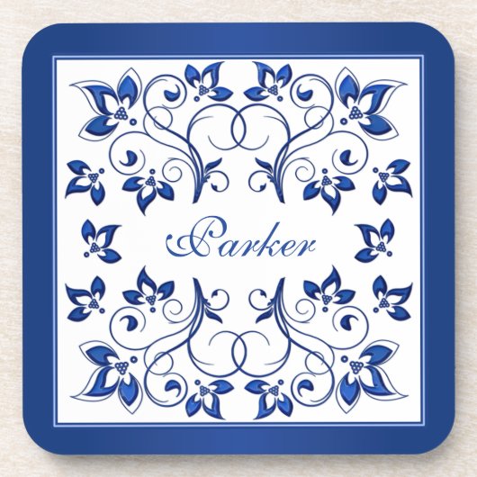 青王室の白フローラのコースター結婚セット(6) コースター (正面)