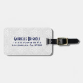 青王室の白フローラダマスク7パターン ラゲッジタグ (正面横)