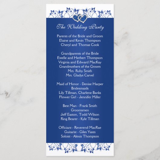 青王室の白フローラハート結婚式 プログラム (裏面)