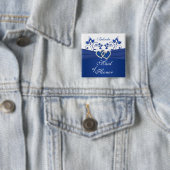 青王室の白フローラメイド・オブ・オーナー(花嫁付き添い人)ピン 缶バッジ (インサイチュ)