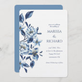 青王室の白フローラモノグラ結婚ム 招待状 (正面/裏面)