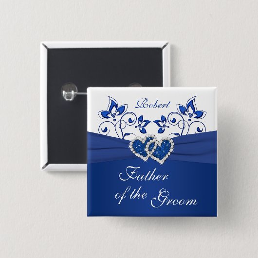 青王室の白フローラ新郎ピンの父 缶バッジ (正面&裏面)