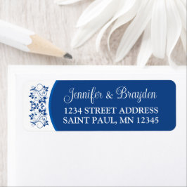 青王室の白フローラ結婚住所 シール