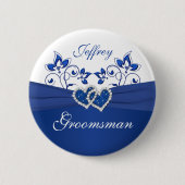 青王室の白フローラGroomsman Pin 缶バッジ (正面)