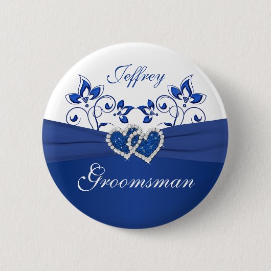 青王室の白フローラGroomsman Pin 缶バッジ (正面)