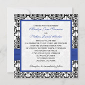 青王室の白ブラックダマスクウェディング招待状 招待状 (裏面)