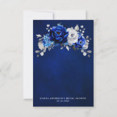 青王室の白メタリック銀ブライダルシャワー サンキューカード (裏面)