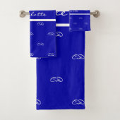 青王室の白モノグラムイニシャルパターン名 バスタオルセット (インサイチュ)