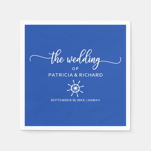 青王室の白ラダー航海の結婚ズ スタンダードカクテルナプキン (正面)