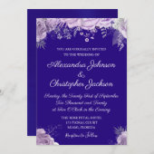 青王室の白ラベンダーパープル結婚ズ 招待状 (正面/裏面)