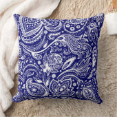 青王室の白ヴィンテージフローラペイズリー クッション (ブランケット)