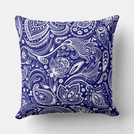青王室の白ヴィンテージフローラペイズリー クッション (裏面)