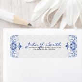 青王室の白ヴィンテージフローラ渦巻き旋回とダンパー ラベル (インサイチュ)