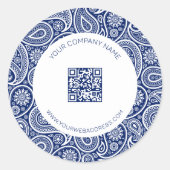 青王室の白ヴィンテージペイズリーパターン ラウンドシール (正面)