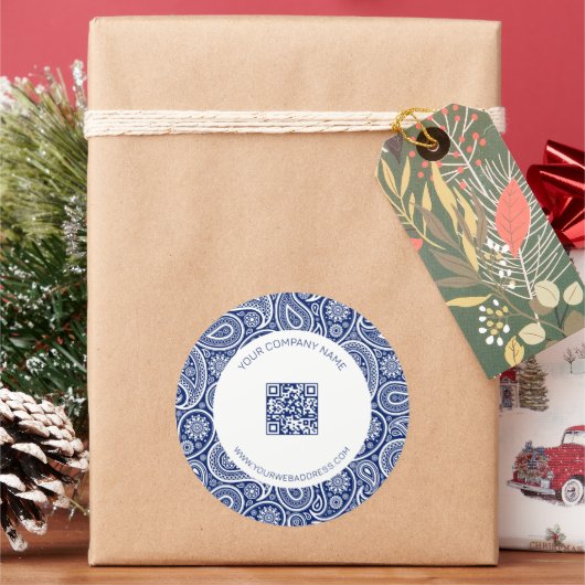 青王室の白ヴィンテージペイズリーパターン ラウンドシール (クリスマス)