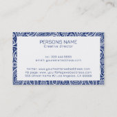 青王室の白ヴィンテージペイズリーパターン 名刺 (裏面)