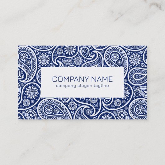 青王室の白ヴィンテージペイズリーパターン 名刺 (正面)