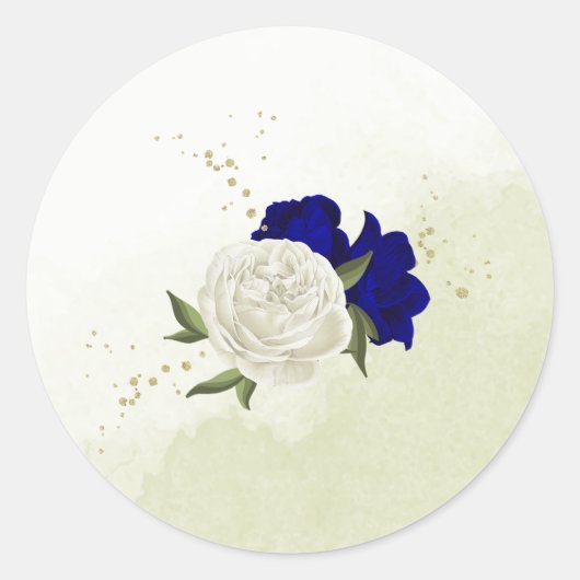 青王室の白結婚花 ラウンドシール (正面)