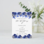 青王室の白花模様ス結婚クリプト インビテーションポストカード (スタンド正面)