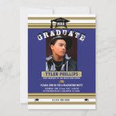 青王室の白金ゴールド卒業写真パーティー 招待状 (正面)