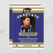 青王室の白金ゴールド卒業写真パーティー 招待状 (正面/裏面)