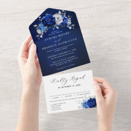 青王室の白銀金属フローラ結婚のAl オールインワン招待状