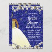 青王室の真珠アフリカ系アメリカブライダルシャワー 招待状 (正面/裏面)