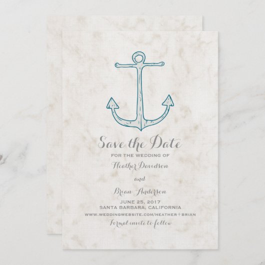 青王室の素朴いかり日付の保存招待状 セーブザデート (正面/裏面)