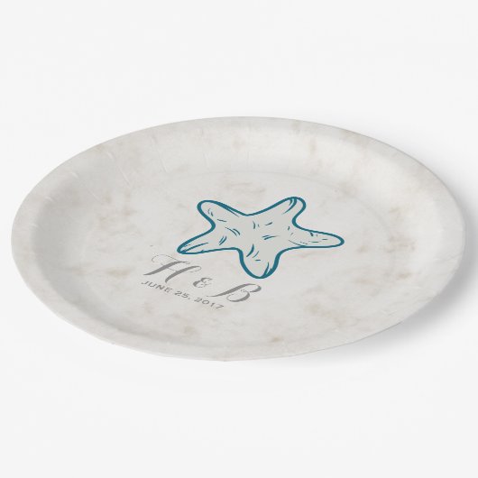 青王室の素朴ヒトデ結婚ス ペーパープレート (アングル)