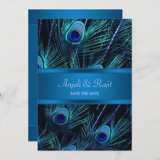 青王室の紫の孔雀の羽結婚の セーブザデート (正面/裏面)