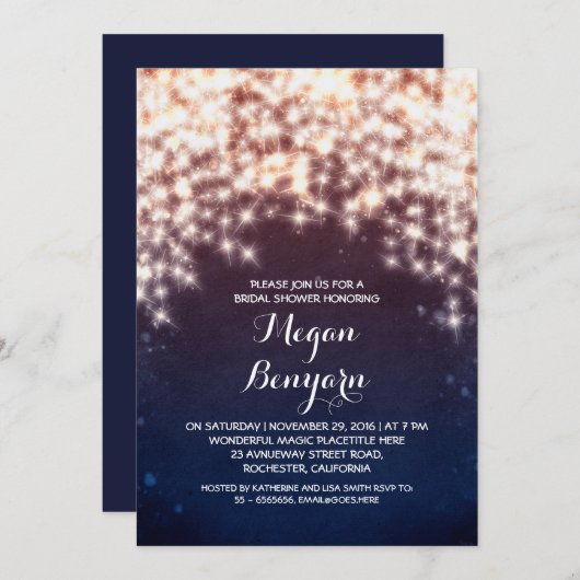 青王室の線灯ブライダルシャワー招待状 招待状 (正面/裏面)