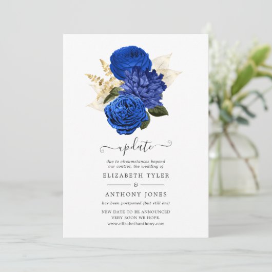 青王室の色とホイフェイクルの金ゴールド結婚フローラの更新 招待状 (スタンド正面)