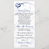 青王室の色と白の結婚式 プログラムラックカード プログラム (裏面)