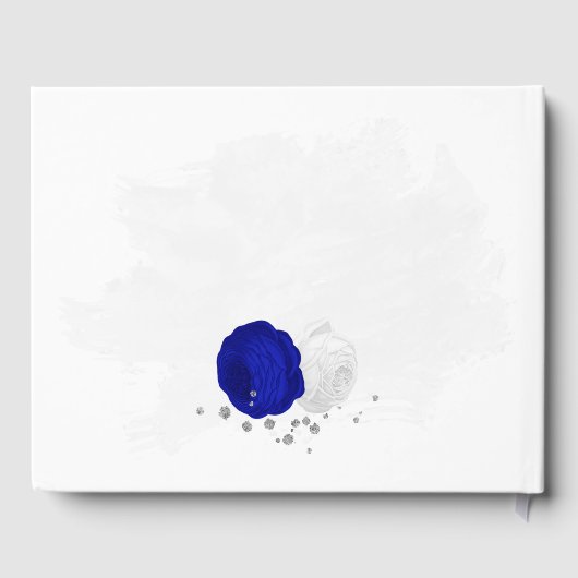 青王室の色と白の花シルバーボ結婚タネス ゲストブック (裏面)