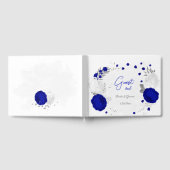 青王室の色と白の花シルバーボ結婚タネス ゲストブック (全面)