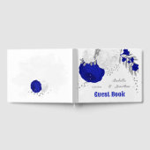 青王室の色と白の花シルバーボ結婚タネス ゲストブック (全面)