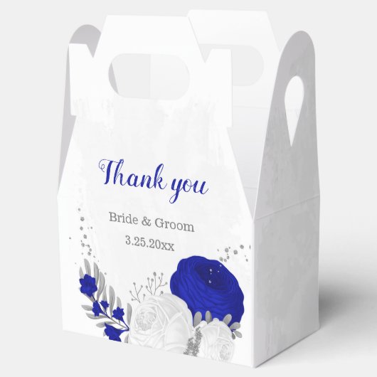 青王室の色と白の花シルバーボ結婚タネス フェイバーボックス (オープン)